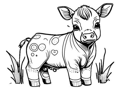 Cute Baby Cows Coloring Page · Creative Fabrica