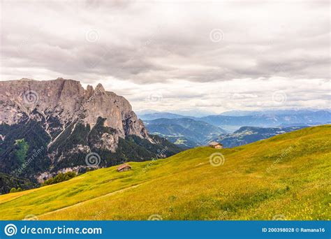 Alpe Di Siusi Seiser Alm With Sassolungo Langkofel Dolomite A Large