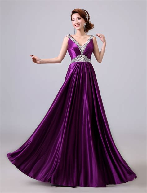 Lavender Prom Dresses Long Beaded V Neck Backless Sash Floor Length