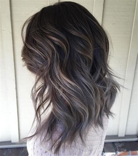 60 Ideas Of Gray And Silver Highlights On Brown Hair Dark Hair With