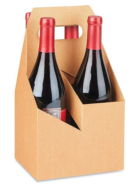 4 Bottle Wine Carrier Kraft S 17052krft Uline