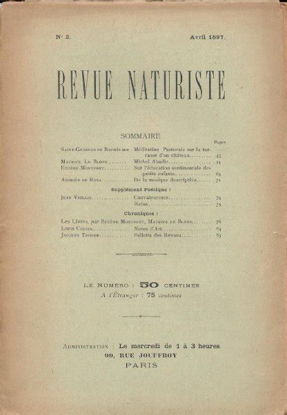 Les Petites Revues La Revue Naturiste N°2 Avril 1897