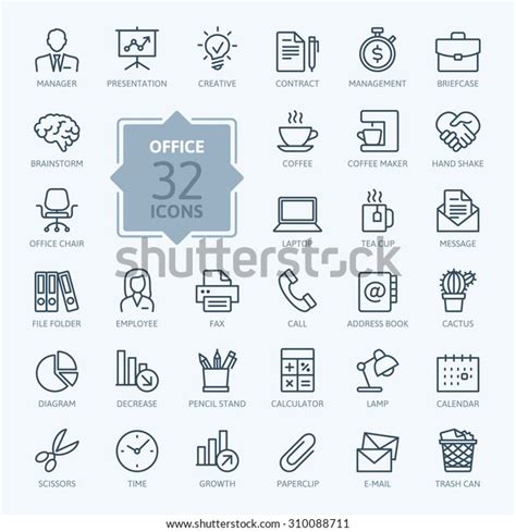 Outline Web Icon Set Office Stock Vector Royalty Free 310088711