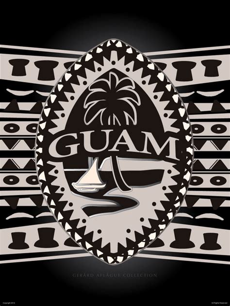 Tribal Guam Seal Motif Fine Art Poster Illustration 18x24 Inches