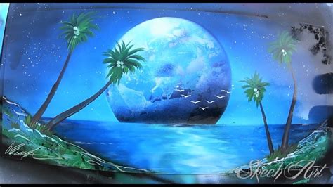 Painting Moon Over Water Spray Paint Art Spray Paint Art And Collectibles