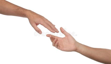 Two Male Hands Reaching Towards Each Other Isolated Sponsored