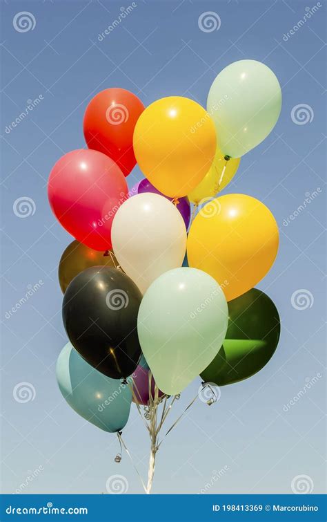 Colorful Bunch Of Helium Balloons Stock Image Image Of Holiday