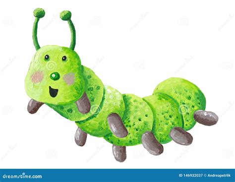 Cute Funny Of The Green Caterpillar Stock Image Image Of Small