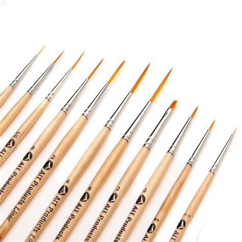 Ait Art Fine Detail Paint Brush Set 11 Paint Brushes Liner Round Flat