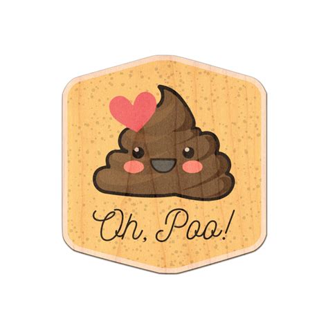 Custom Poop Emoji Genuine Maple Or Cherry Wood Sticker Personalized