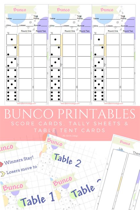 Play Bunco with Printable Bunco Score, Tally & Tent Cards - The Birch