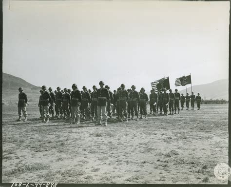 81st Infantry Division Troops Standing At Attention Receiving Diplomas