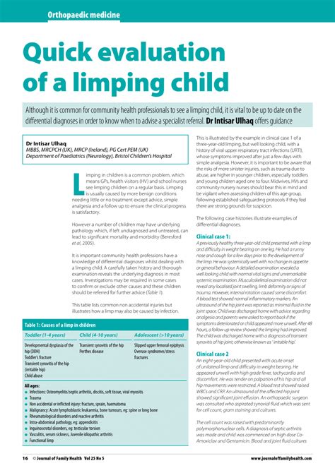 Pdf Quick Evaluation Of A Limping Child A Guidance For Community