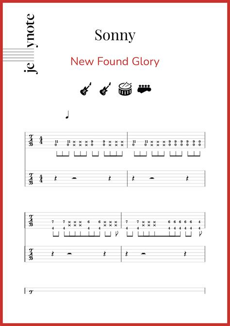 new found glory sonny guitar and bass sheet music jellynote