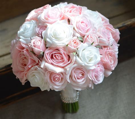 10 Piece Pink And White Wedding Bouquets Blogknakjp