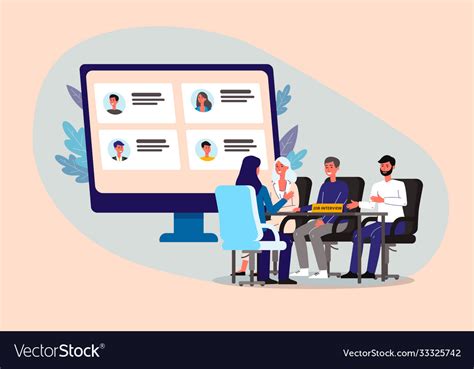 People At Hr Interview Cartoon Woman Sitting Vector Image