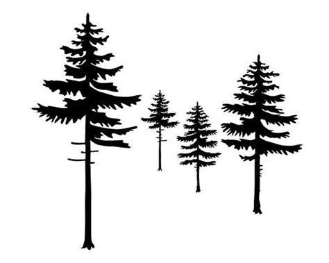 Tree Tattoo Black And White Pine Trees Modern Minimalist