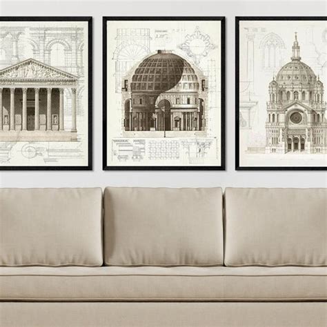 3 Set Architectural Art Prints Architecture Drawing Roman Etsy
