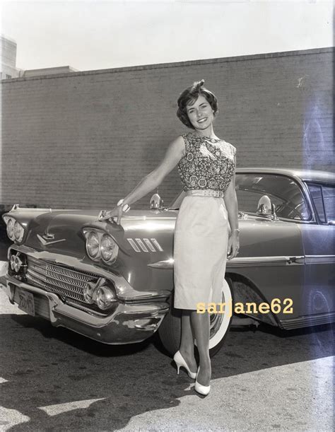 Queen Contest Beauty Queen Carol Campbell In Front A 1950s Chevrolet
