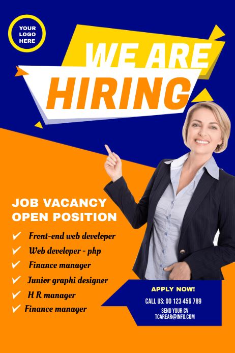Hiring Poster Template Postermywall