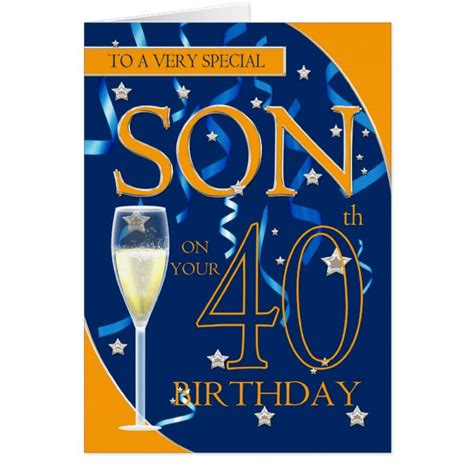 40th Birthday Son Champagne Glass Card Zazzle