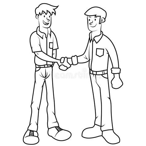 Two Men Shaking Hands Cartoon Illustration Stock Vector Illustration Of Conference