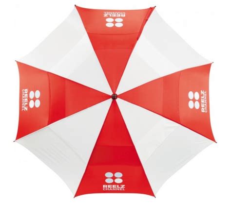 Customized Red And White 62 Inch Arc Vented Golf Course Umbrellas