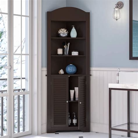 Corner linen cabinet for space saving bathroom idea. Corner Linen Cabinet With Shutter Doors | Best Target ...