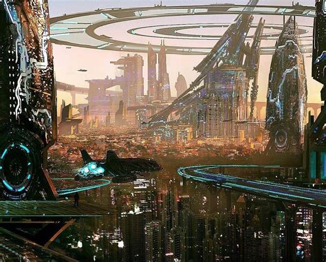 Futuristic City” Artist Richard Dorran Пейзажи Фантастическое