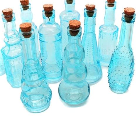 Purple Vintage Glass Bottles With Corks Assorted Set Of 10 Glass Bottles With Corks Glass