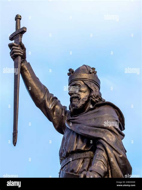 A Statue Of King Alfred The Great In The Historic City Of Winchester