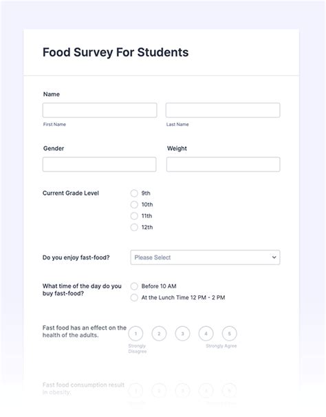 Food Surveys Examples And Questions Jform