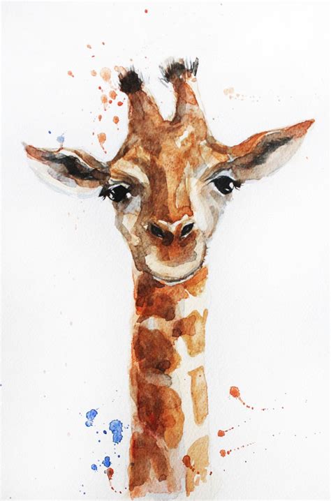 Original Watercolor Painting Little Giraffe Art Giraffe Etsy