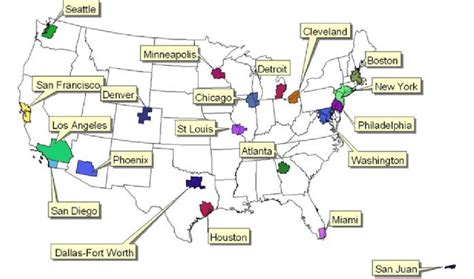 Locations Of The 20 Largest Metropolitan Areas In The Us According To