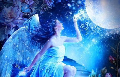 P Free Download Moon Angel Stars Space Angel Magic Abstract Woman Fantasy Moon
