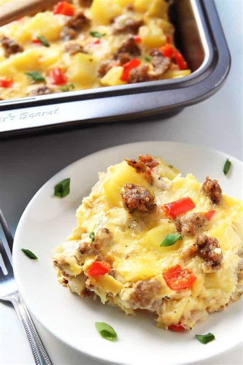 Whisk the eggs, milk, salt and ground black pepper together in a large bowl. Breakfast Casserole with Eggs, Potatoes and Sausage ...