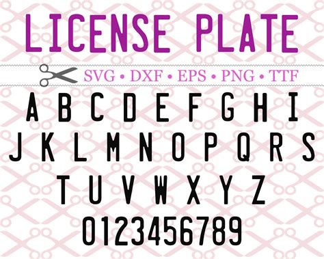License Plate Monogram Svg Letters And Numbers Svg Dxf Eps Etsy