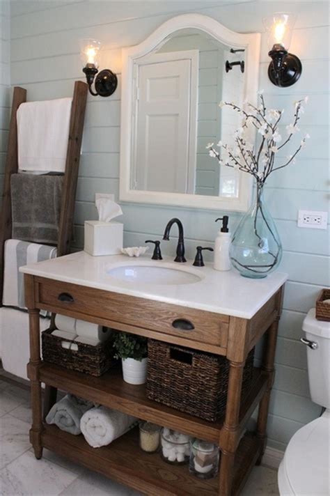 35 Cheap Country Rustic Farmhouse Bathroom Vanities Ideas