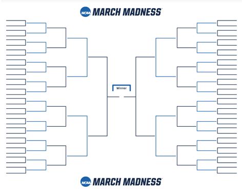 Printable March Madness Bracket For The 2021 Ncaa D1 Mens Basketball