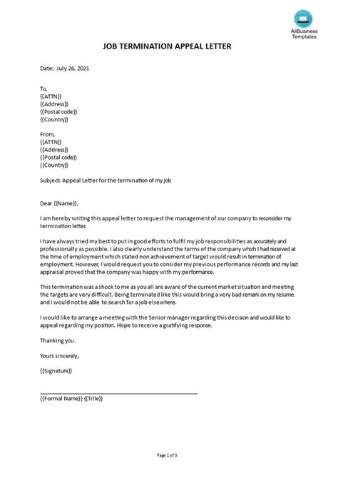 How To Create A Job Termination Appeal Letter Download This Job Termination Appeal Letter