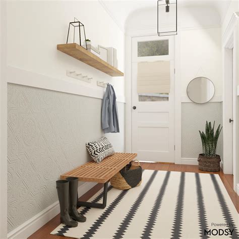 Mid Century Modern Entryway With Bold Black And White Entryway Design