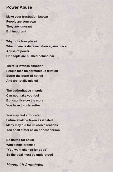 Power Abuse Poem by Hasmukh Amathalal - Poem Hunter