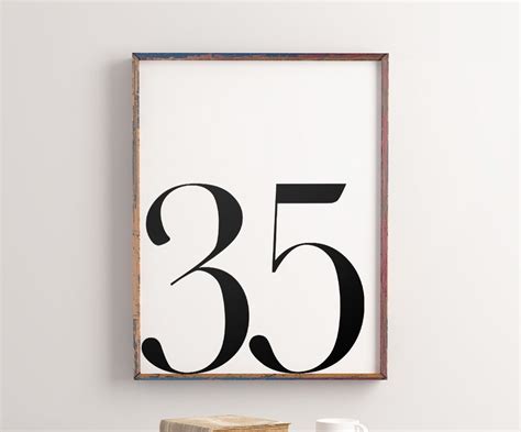 Number 35 Printable Art Sign Number Thirty Five Sign Number Etsy