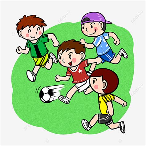 Cartoon Children Playing Football Png Transparent Bottom