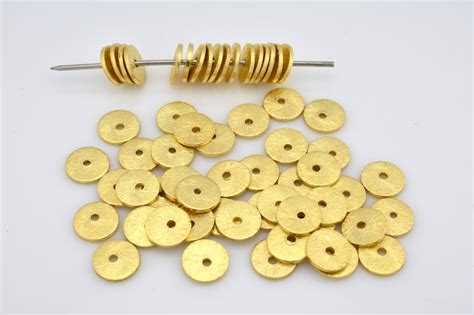 Gold Spacer Beads 6mm 60pcs Gold Flat Disc Brushed Disk Etsy