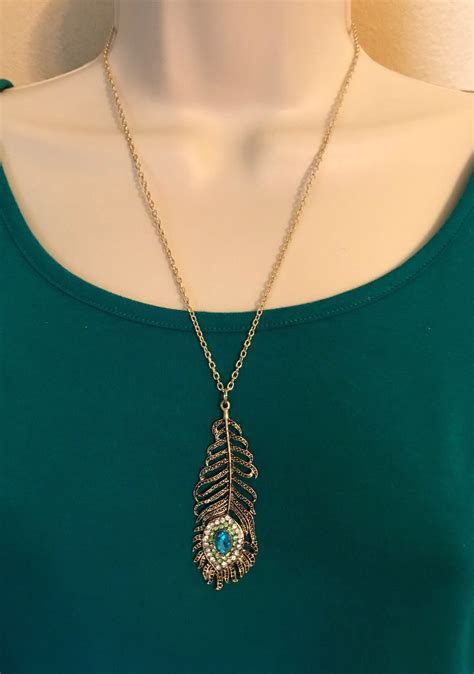 Antique Gold Peacock Pendant Jeweled Peacock Feather Peacock Etsy
