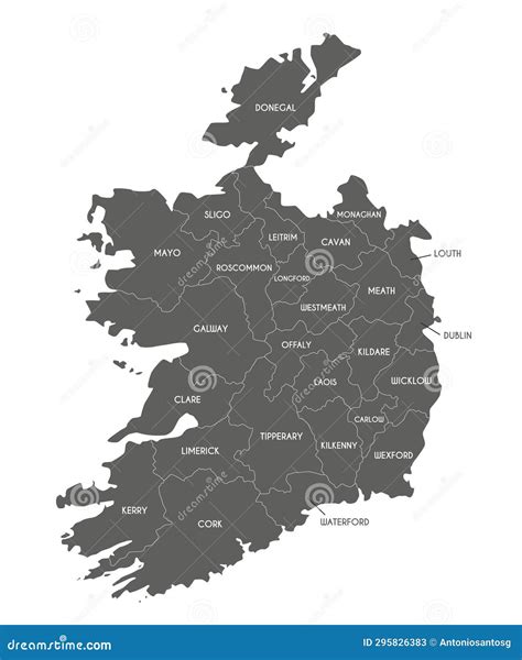 Vector Map Of Ireland With Counties And Administrative Divisions Stock