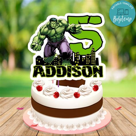 Hulk Birthday Cake Topper Template Printable Diy Createpartylabels