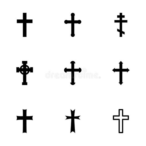 Vector Black Crosses Icon Set Stock Vector Illustration Of Holy