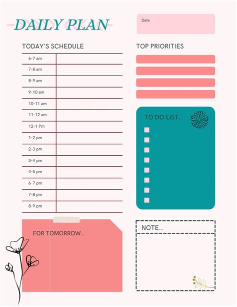 Printable Daily Planner Pdf File Etsy